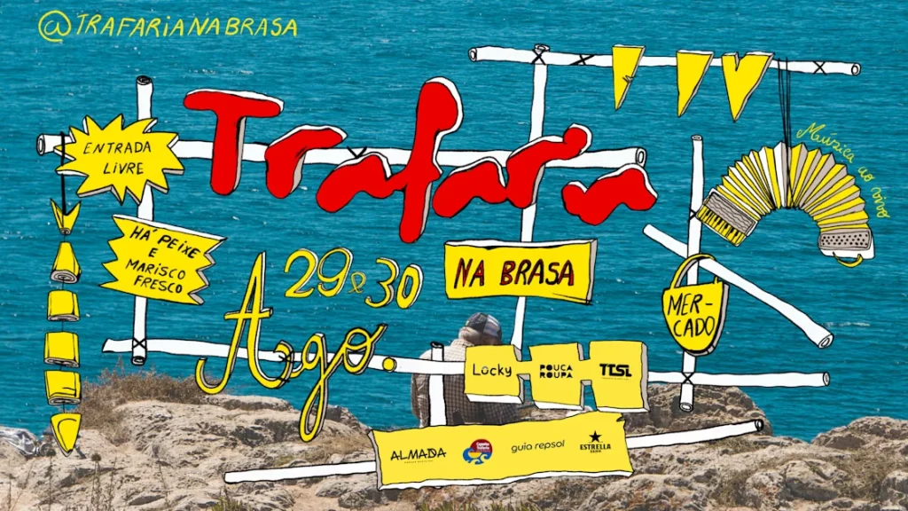 Cartaz do festival Trafaria na Brasa nos dias 29 e 30 de agosto à beira-mar
